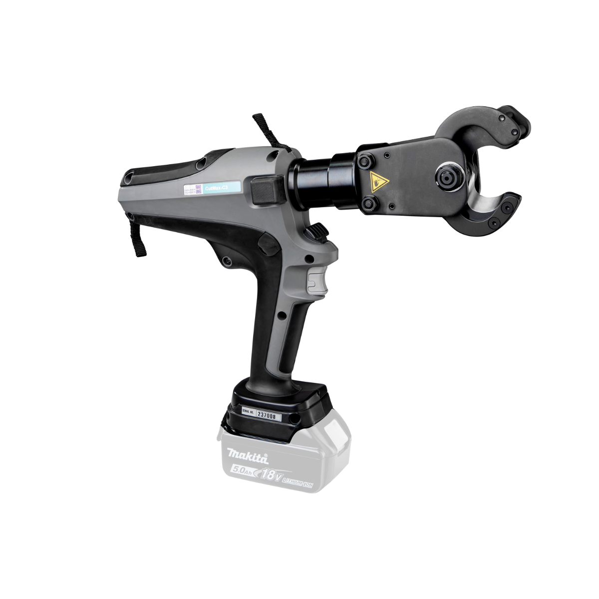 cutmax-c3-ma  masterbase Makita kompatibel rechte Seitenansicht - 60kN Öffnung 30mm