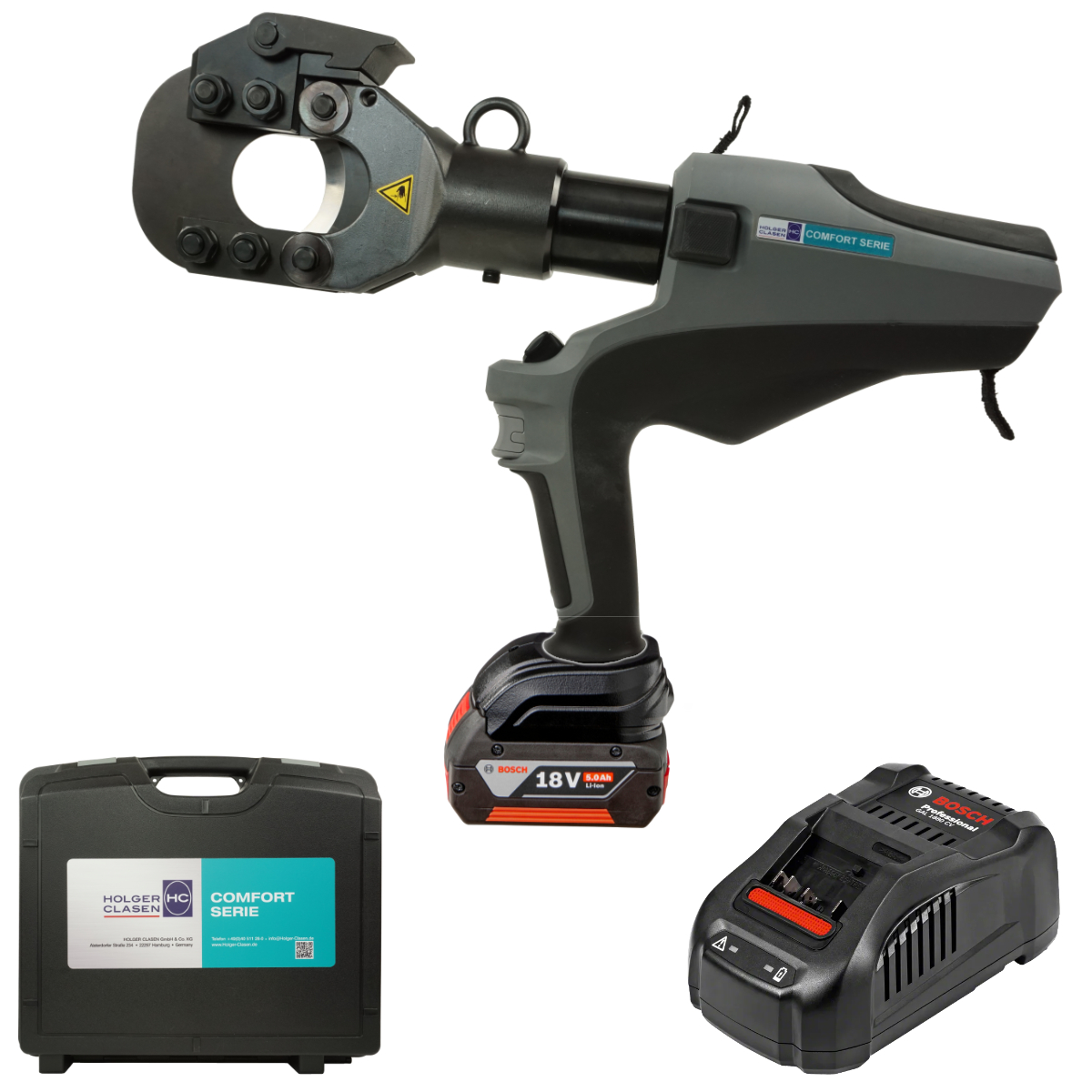 cutmax-c45-set-bo Bosch compatible left side view set with battery, charger and case