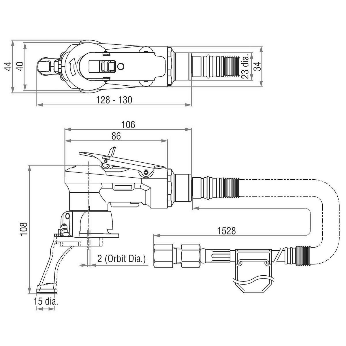 CMX-20 Multischleifer Abmessungen Finger Pad