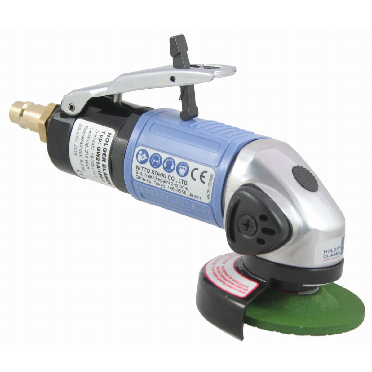 Druckluft-Winkelschleifer GW21A-190-1 rechte schräge Seitenansicht