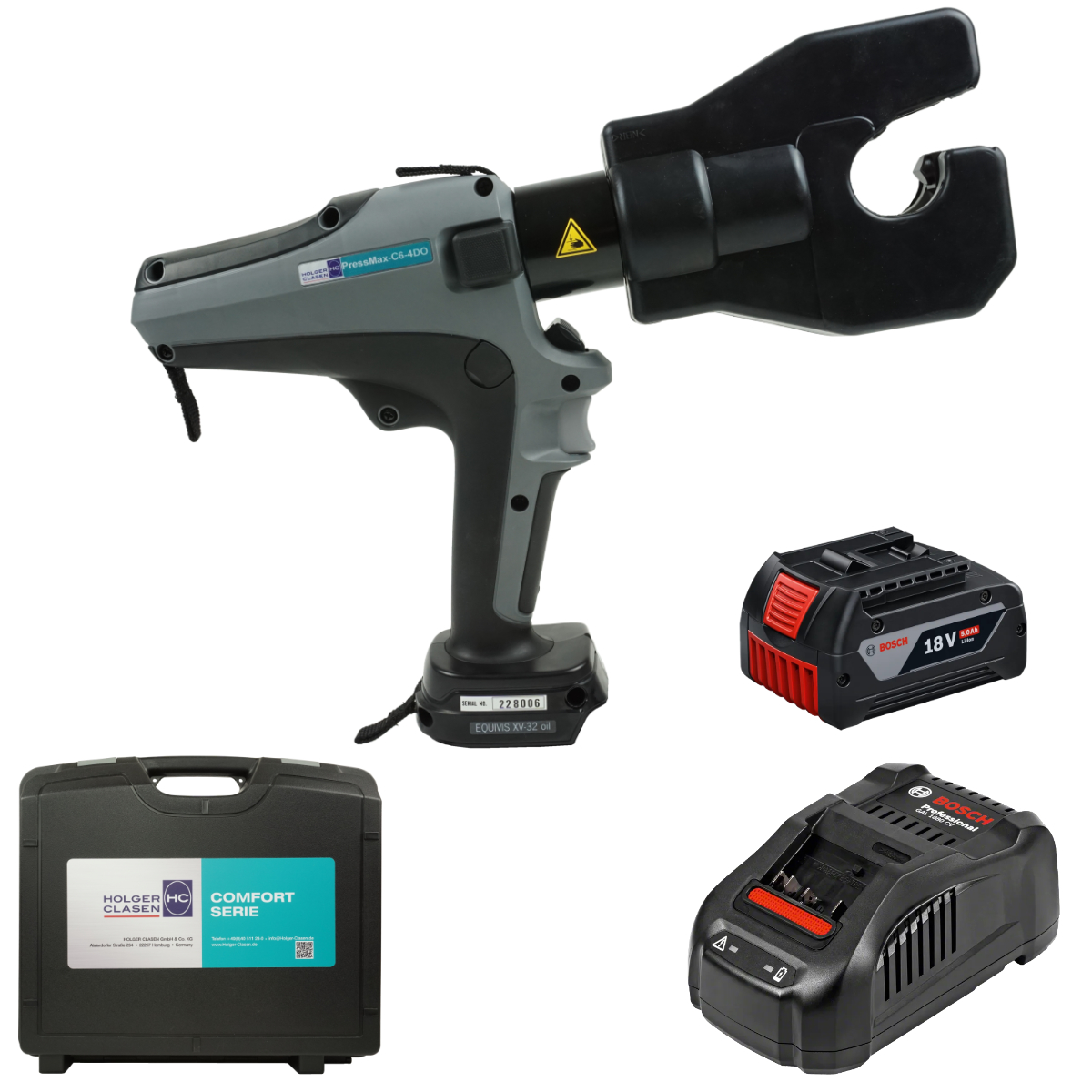 pressmax-c6-4do-set-bo Bosch compatible left side view set with battery, charger and case