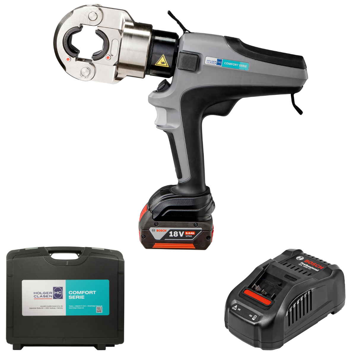 pressmax-c14-set-bo Bosch compatible left side view set with battery, charger and case