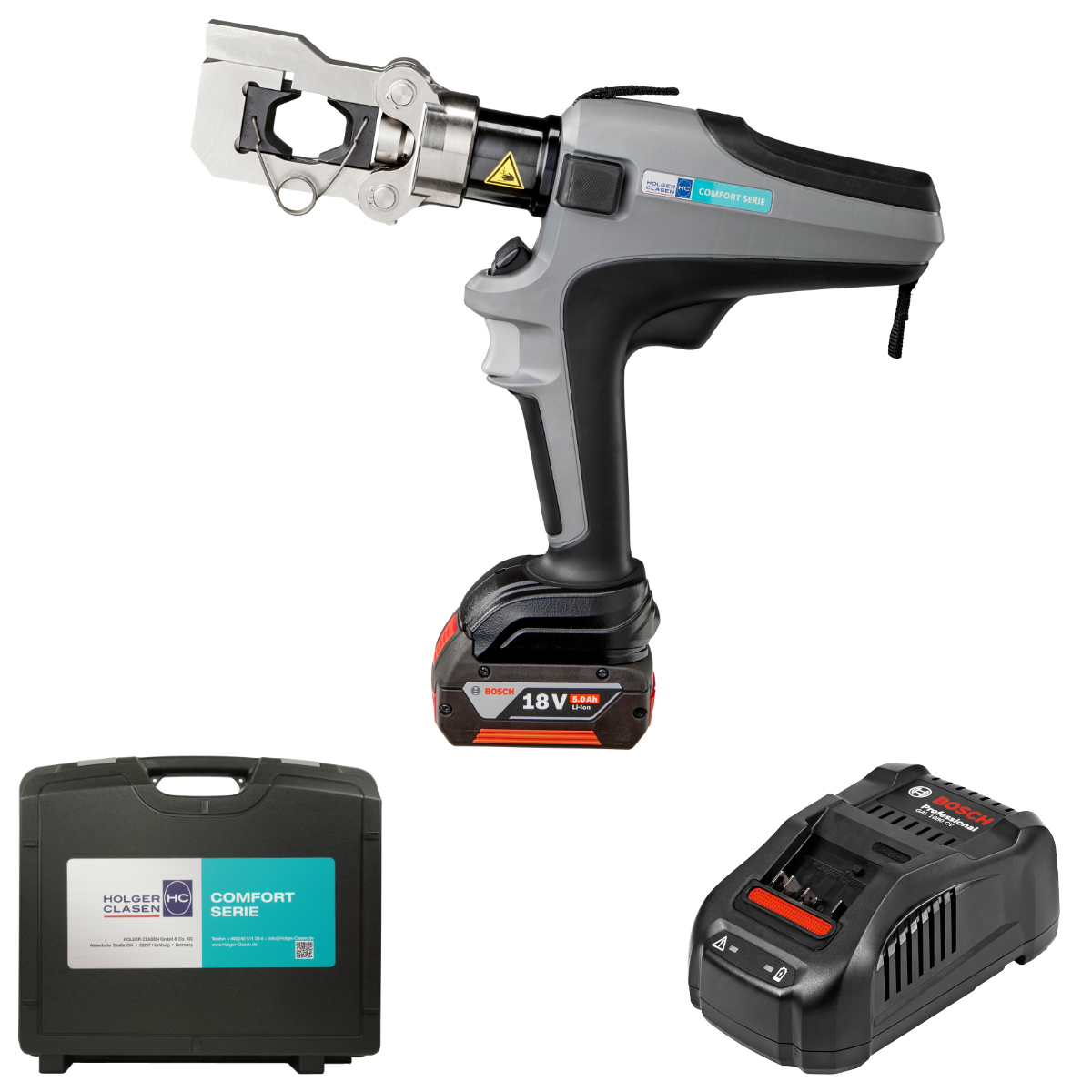 pressmax-c6-set-bo Bosch compatible left side view set with battery, charger and case