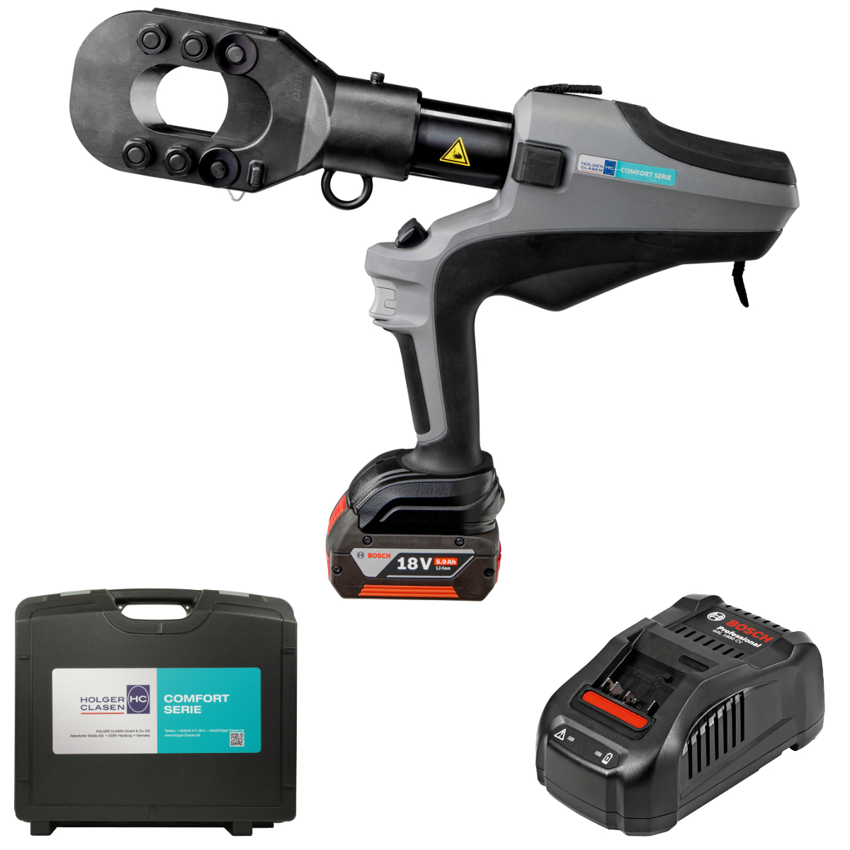 cutmax-c4-set-bo Bosch compatible left side view set with battery, charger and case